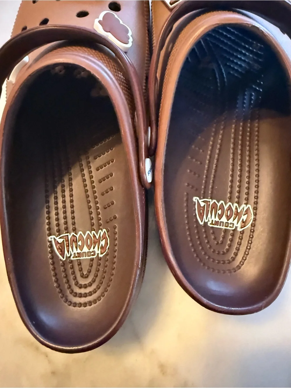 CROCS Men's Brown Clog Sandals with Decorative Jibbitz